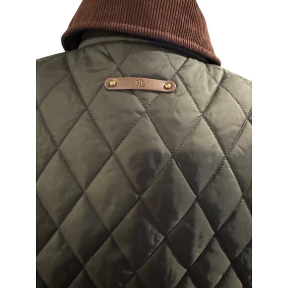 LAUREN RALPH LAUREN Diamond Quilted Barn Coat in Green Size M - Picture 7 of 10